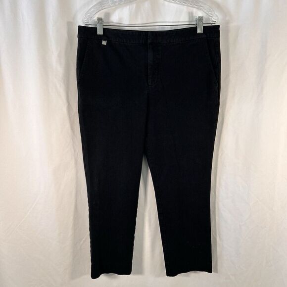 Lauren Ralph Lauren Pants Women's 12 Black Button Zip Ankle Mid Rise Pockets - Picture 1 of 12